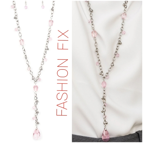 AFTERGLOW PARTY PINK NECKLACE/EARRING SET